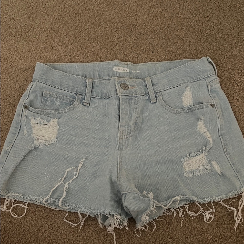 Old Navy Light Wash Frayed Denim Shorts